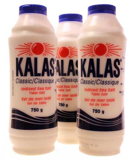 Sel de mer iodé de la marque Kalas, disponible sur Amazon Canada en paquet de 3.