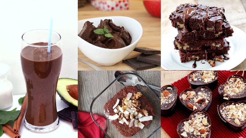 Montage visuel des 5 recettes au chocolat proposées dans cet article